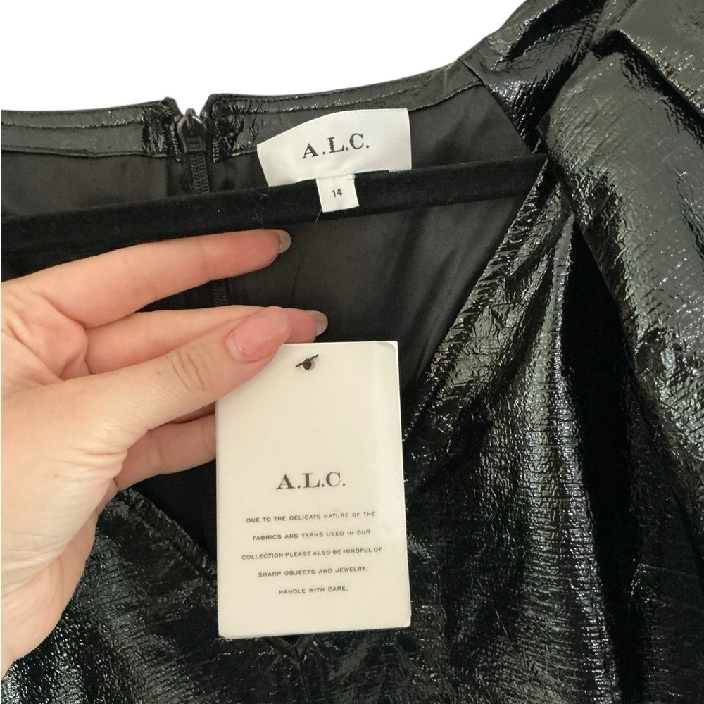A.L.C. Black Mini Dress with Puff Sleeves - Picture 4 of 8